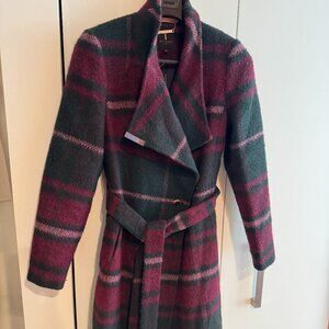 Ted Baker Wool Wrap Coat - Berry Plaid
